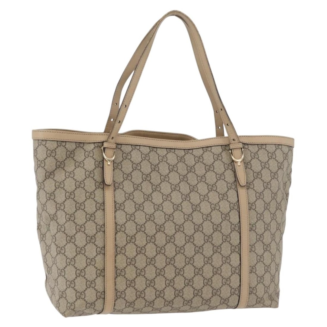 Gucci GG Supreme beige gold PVC tote 309613 Italy: Gucci GG Supreme beige gold PVC tote 309613 Italy This GUCCI GG Supreme tote bag features a beige and gold color scheme and is crafted from PVC leather and GG canvas. Designed for women, this Italian-