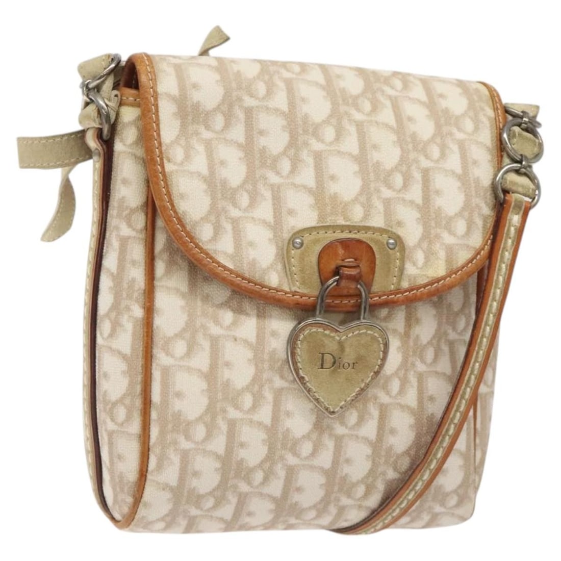Christian Dior Romantic Shoulder Bag Trotter Canvas PVC Beige Silver: Christian Dior Romantic Shoulder Bag Trotter Canvas PVC Beige Silver Authentic Christian Dior Trotter Romantic shoulder bag in beige and silver PVC leather with Trotter canvas. Made in Italy, this wom