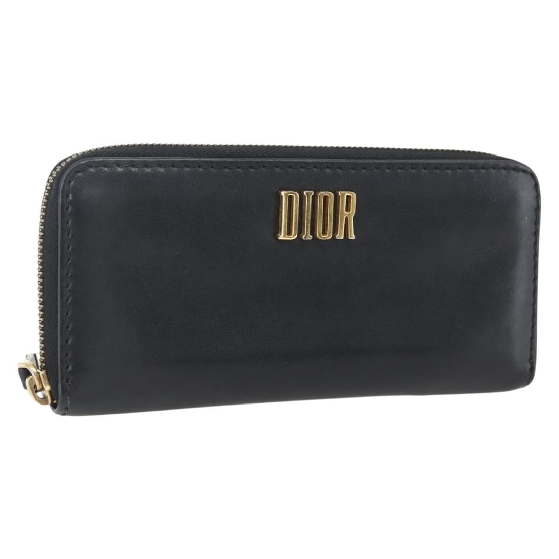 Christian Dior Leather Long Wallet Black with Gold Tone Hardware: Christian Dior Leather Long Wallet Black with Gold Tone Hardware Christian Dior long wallet in black leather with gold-tone metal fittings. Made in Italy, this piece measures approximately W19 cm x H9