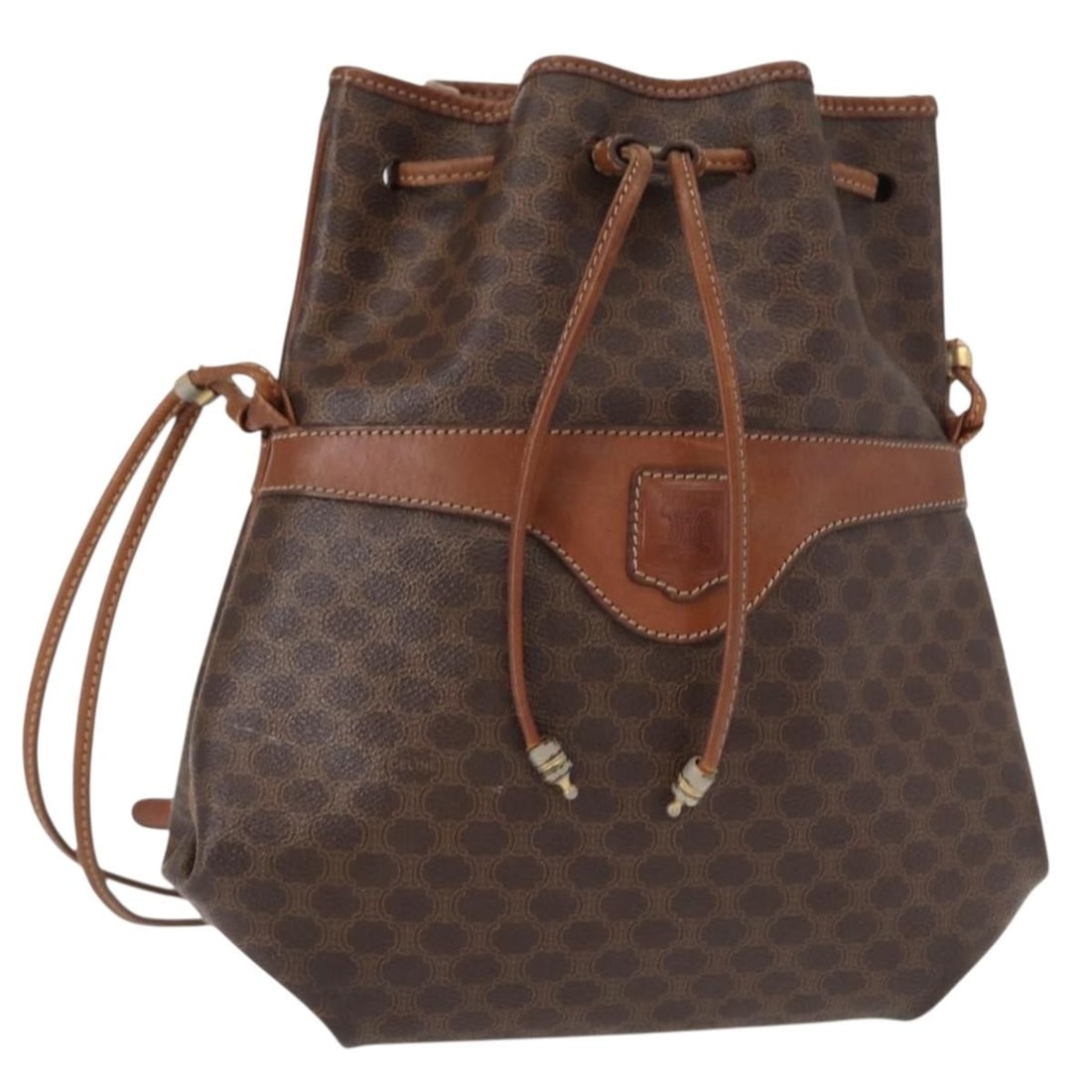 CELINE Macadam Canvas Brown Gold Shoulder Bag PVC Leather Italy: CELINE Macadam Canvas Brown Gold Shoulder Bag PVC Leather Italy This authentic CELINE Macadam Canvas Shoulder Bag is a stylish accessory that combines luxury with practicality. Crafted in Italy, it fe