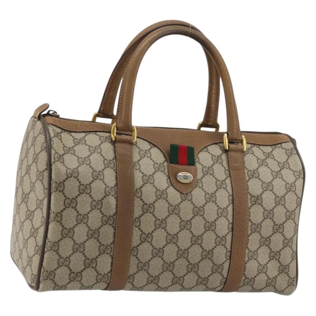 Gucci 111 02 007 Boston Bag GG Supreme Web Sherry PVC Leather Beige Gold: Gucci 111 02 007 Boston Bag GG Supreme Web Sherry PVC Leather Beige Gold Gucci Boston bag from the GG Supreme Web Sherry Line in beige and gold. Made in Italy, it is crafted from PVC leather and GG ca