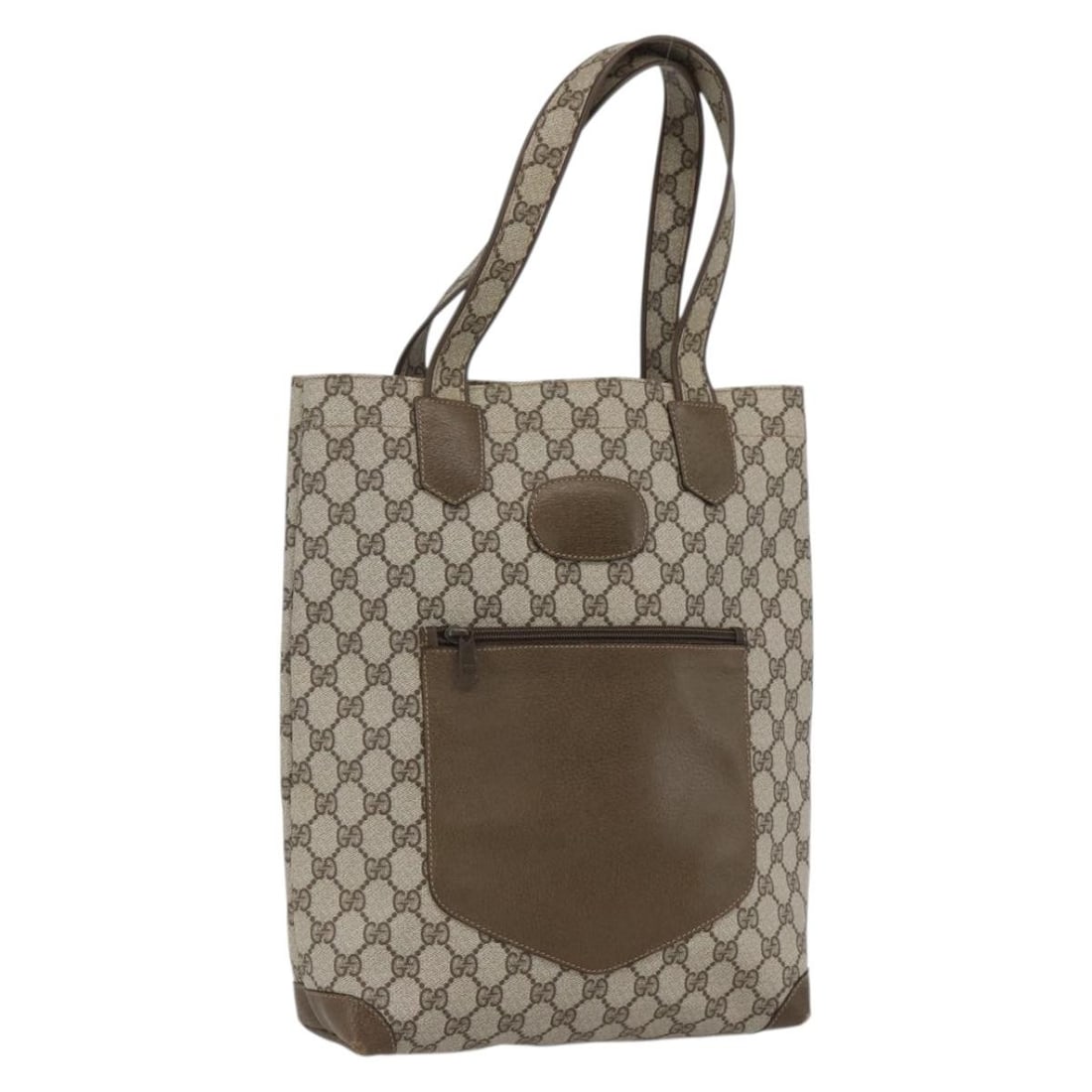 Beige and Gold GG Supreme PVC Tote by Gucci 002 103 1301: Beige and Gold GG Supreme PVC Tote by Gucci 002 103 1301 This is a GUCCI GG Supreme Tote Bag crafted from beige and gold PVC leather with GG canvas accents. Designed for women, the tote features dual 