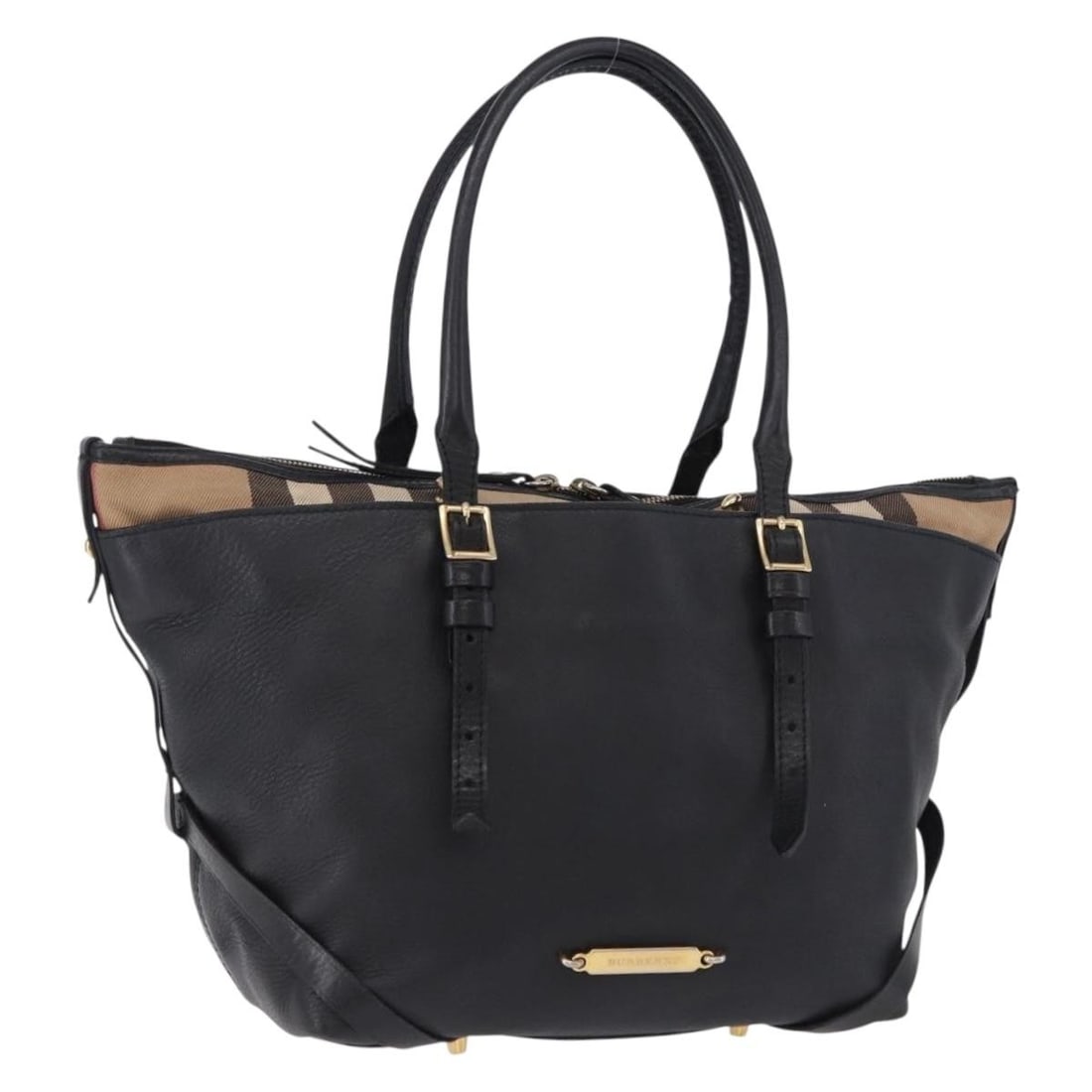 Burberry Leather Handbag Gold Black (1 of 18)