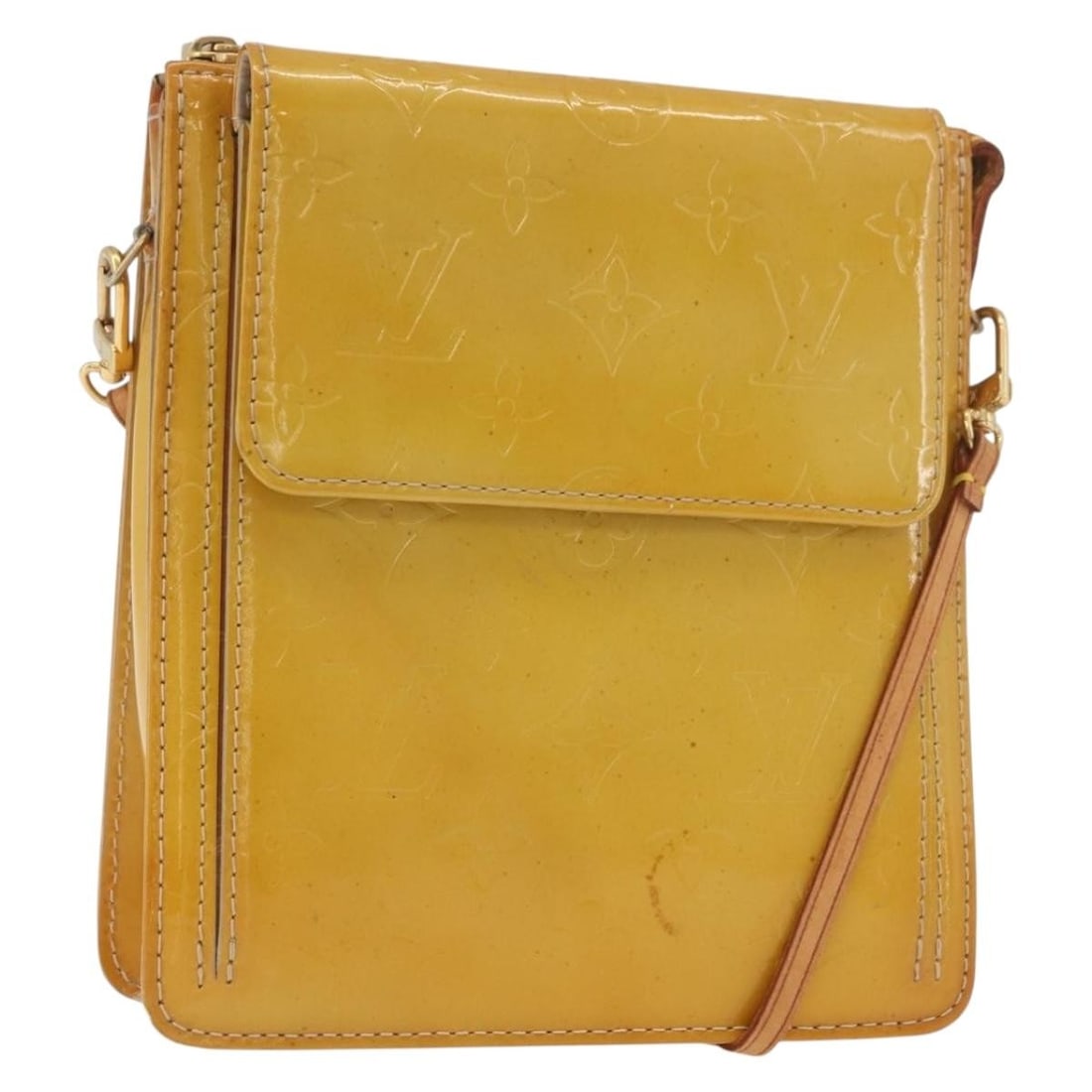 Louis Vuitton Vernis Motto Beige Patent Leather Accessory Pouch with Strap M91136: Louis Vuitton Vernis Motto Beige Patent Leather Accessory Pouch with Strap M91136 This Louis Vuitton Monogram Vernis Motto accessory pouch in beige patent leather features a compact silhouette with an