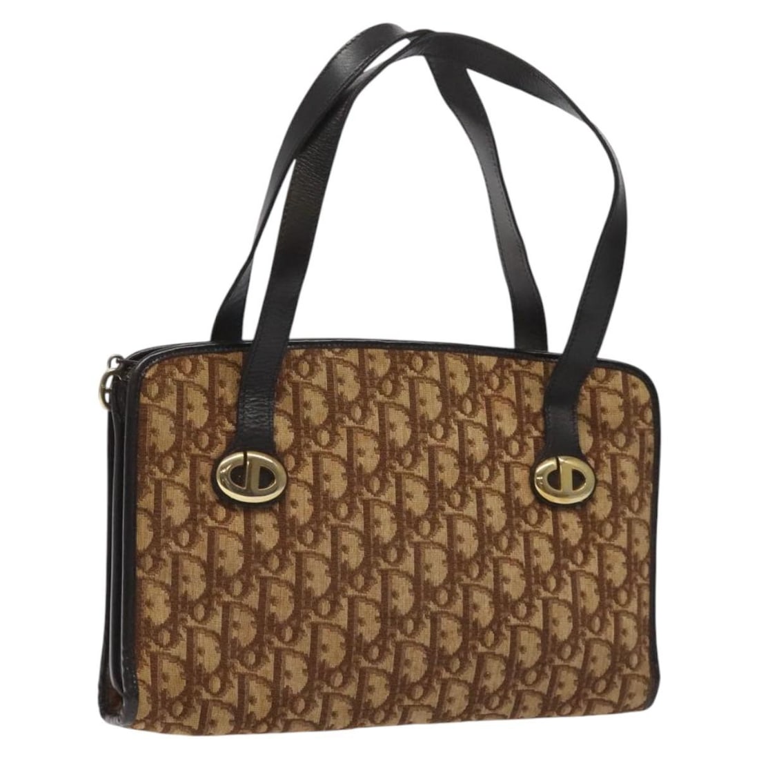 Brown Dior Trotter Canvas Womens Handbag Made in France: Brown Dior Trotter Canvas Womens Handbag Made in France This Christian Dior Trotter Canvas handbag features a brown canvas exterior with the iconic Trotter pattern. Designed for women, the bag is made