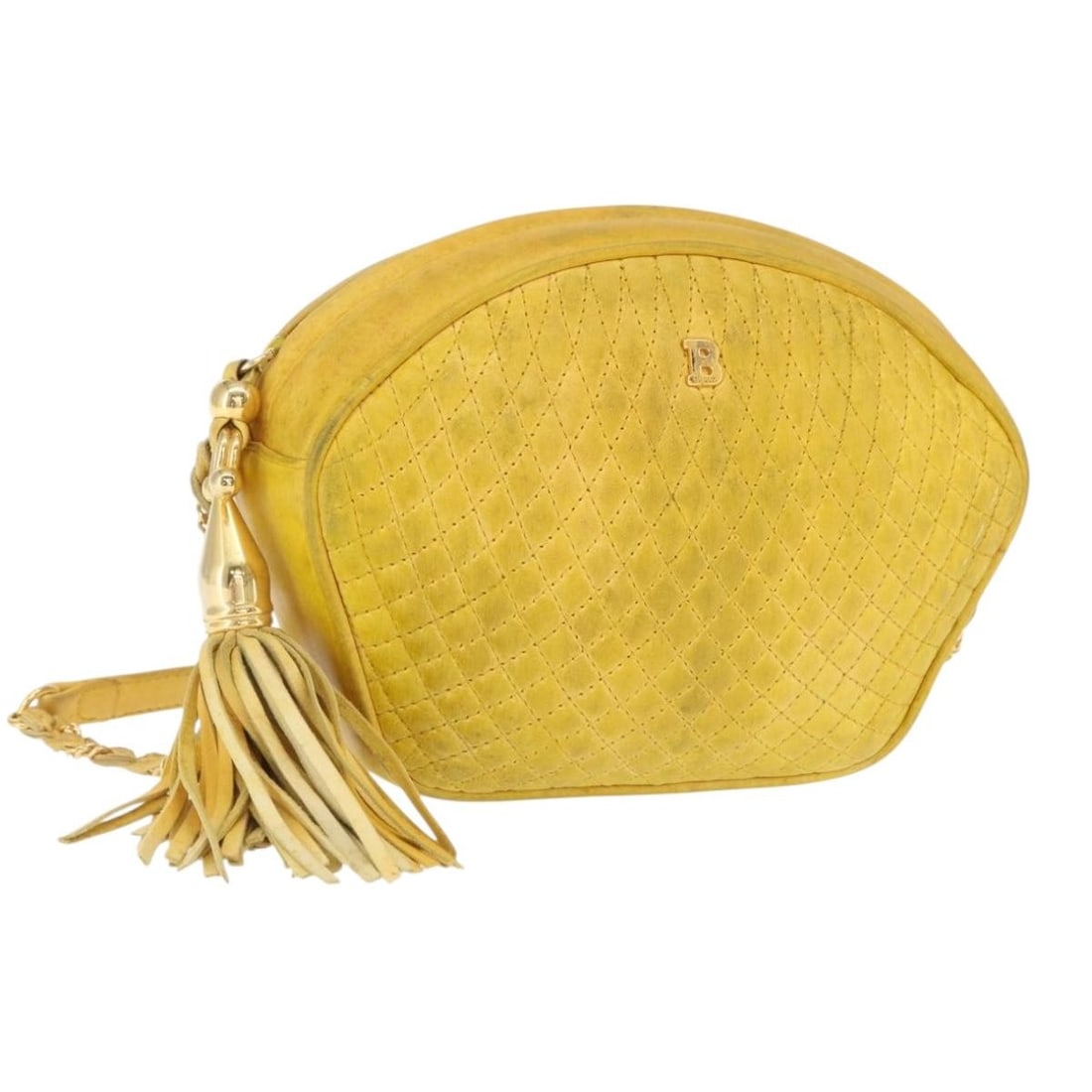 Yellow Gold Leather Shoulder Bag by Bally Italy: Yellow Gold Leather Shoulder Bag by Bally Italy This BALLY shoulder bag features a yellow and gold leather exterior and is designed for crossbody or shoulder wear. Made in Italy, the bag has a compact