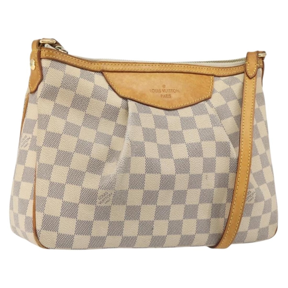 Louis Vuitton N41113 Siracusa PM Damier Azur Shoulder Bag: Louis Vuitton N41113 Siracusa PM Damier Azur Shoulder Bag Louis Vuitton Damier Azur Siracusa PM shoulder bag in Damier Azur canvas. Made in Spain, this bag features a shoulder strap with an approximat