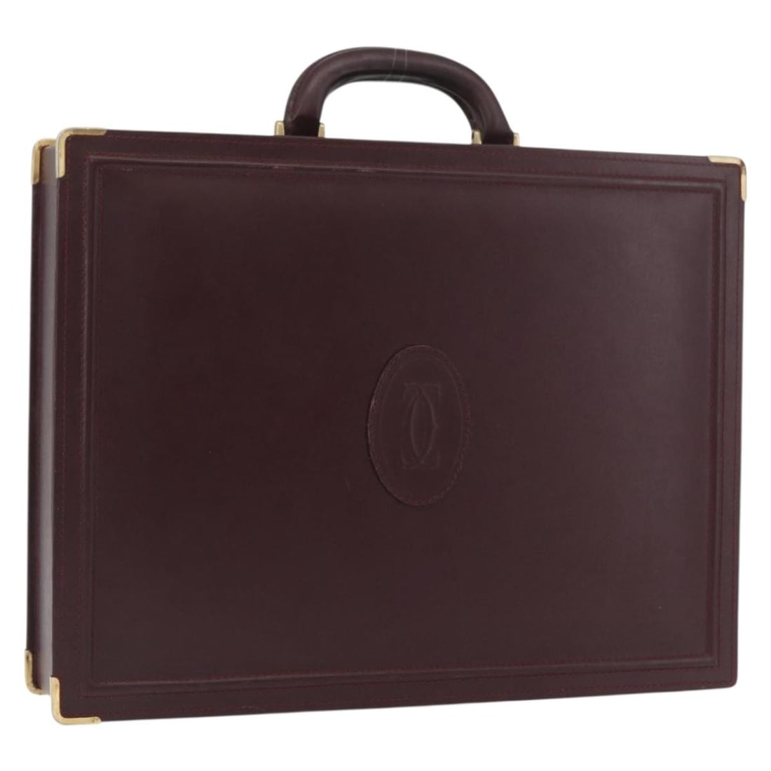 Cartier Must Line Bordeaux Leather Trunk Case Gold Tone (1 of 18)