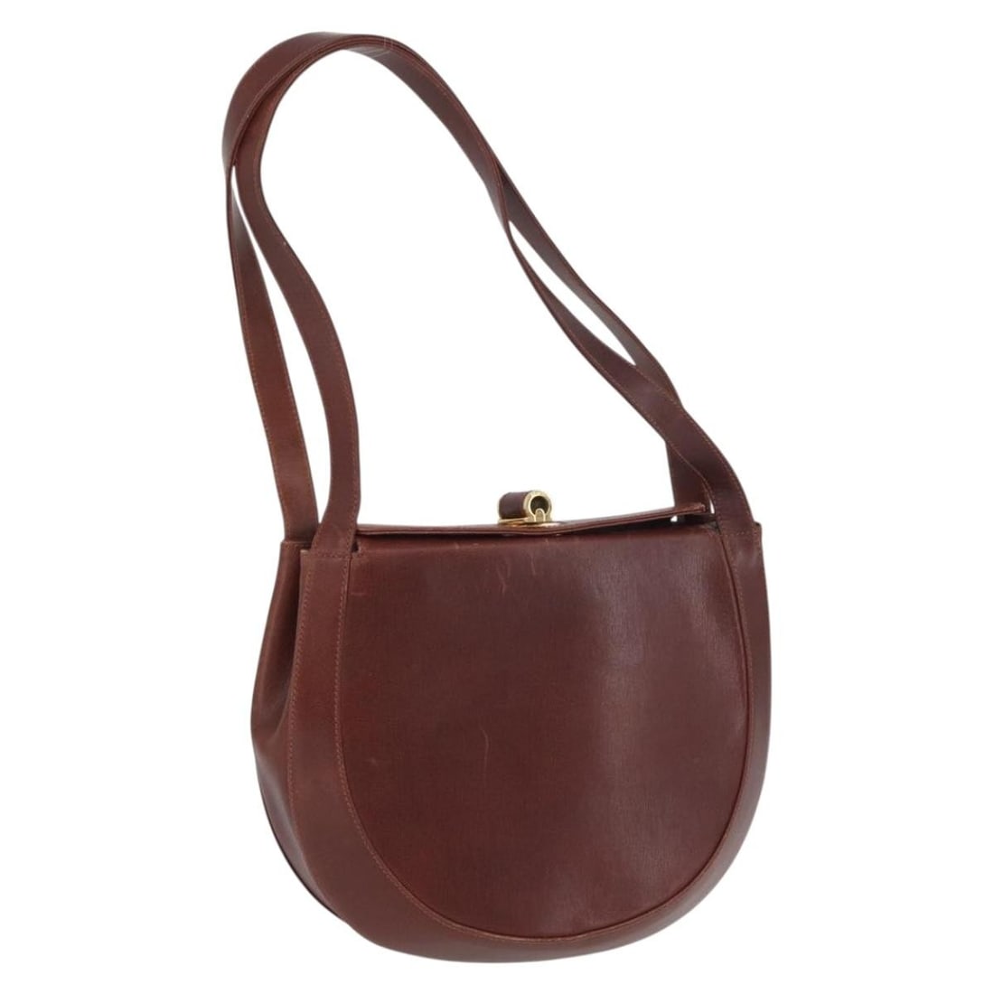 Salvatore Ferragamo Leather Shoulder Bag Brown with Gold Tone Hardware: Salvatore Ferragamo Leather Shoulder Bag Brown with Gold Tone Hardware Salvatore Ferragamo shoulder bag in brown leather with gold-tone accents. Made in Italy, this women's bag has a structured everyd