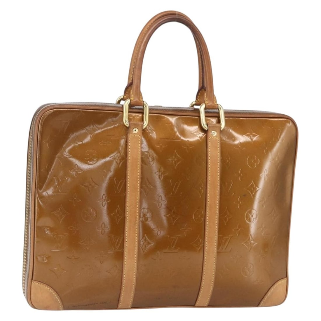 Louis Vuitton M91125 Van Damme Vernis Patent Leather Handbag Bronze: Louis Vuitton M91125 Van Damme Vernis Patent Leather Handbag Bronze Louis Vuitton Monogram Vernis Van Damme hand bag in bronze patent leather, made in France. This women's bag measures approximately 4