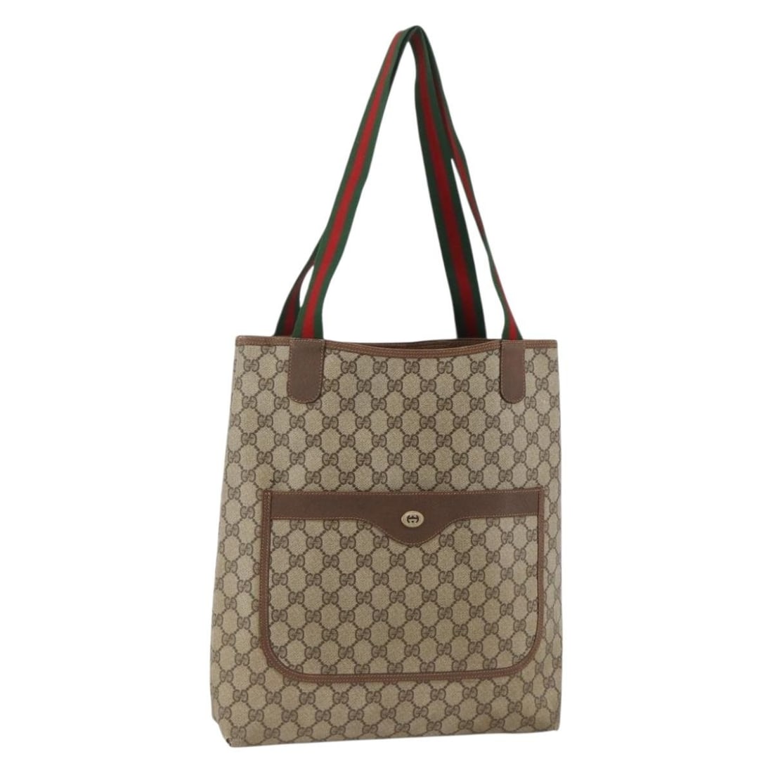 Gucci GG Supreme Sherry Line Beige Red PVC Tote Bag 89 02 003: Gucci GG Supreme Sherry Line Beige Red PVC Tote Bag 89 02 003 This Gucci GG Supreme Web Sherry Line tote bag is crafted from beige and red PVC leather and GG canvas. Designed for women, it features du