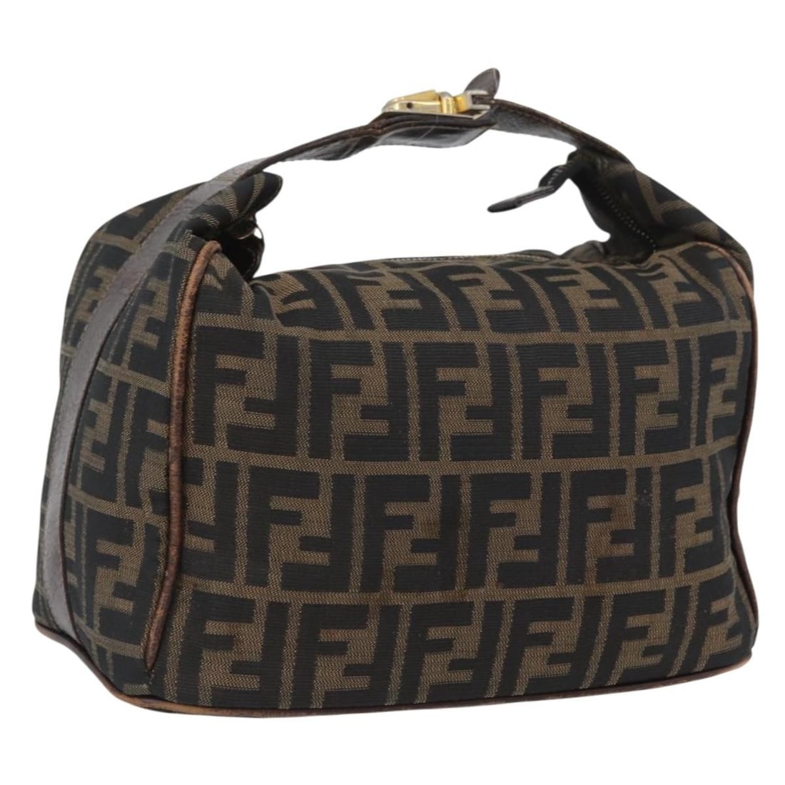 FENDI Zucca Canvas Vanity Hand Bag in Black Brown: FENDI Zucca Canvas Vanity Hand Bag in Black Brown Authentic FENDI vanity handbag in black and brown Zucca canvas. This women's handbag was made in Italy and is offered without the original box or dust