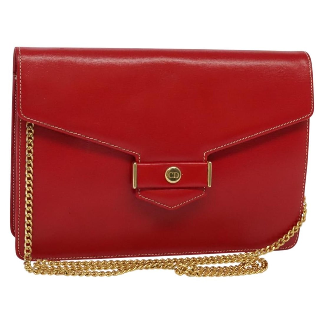 Christian Dior Red Gold Leather Shoulder Bag France: Christian Dior Red Gold Leather Shoulder Bag France This Christian Dior chain shoulder bag is crafted from red and gold leather and features a classic design. The bag is made in France and is designed