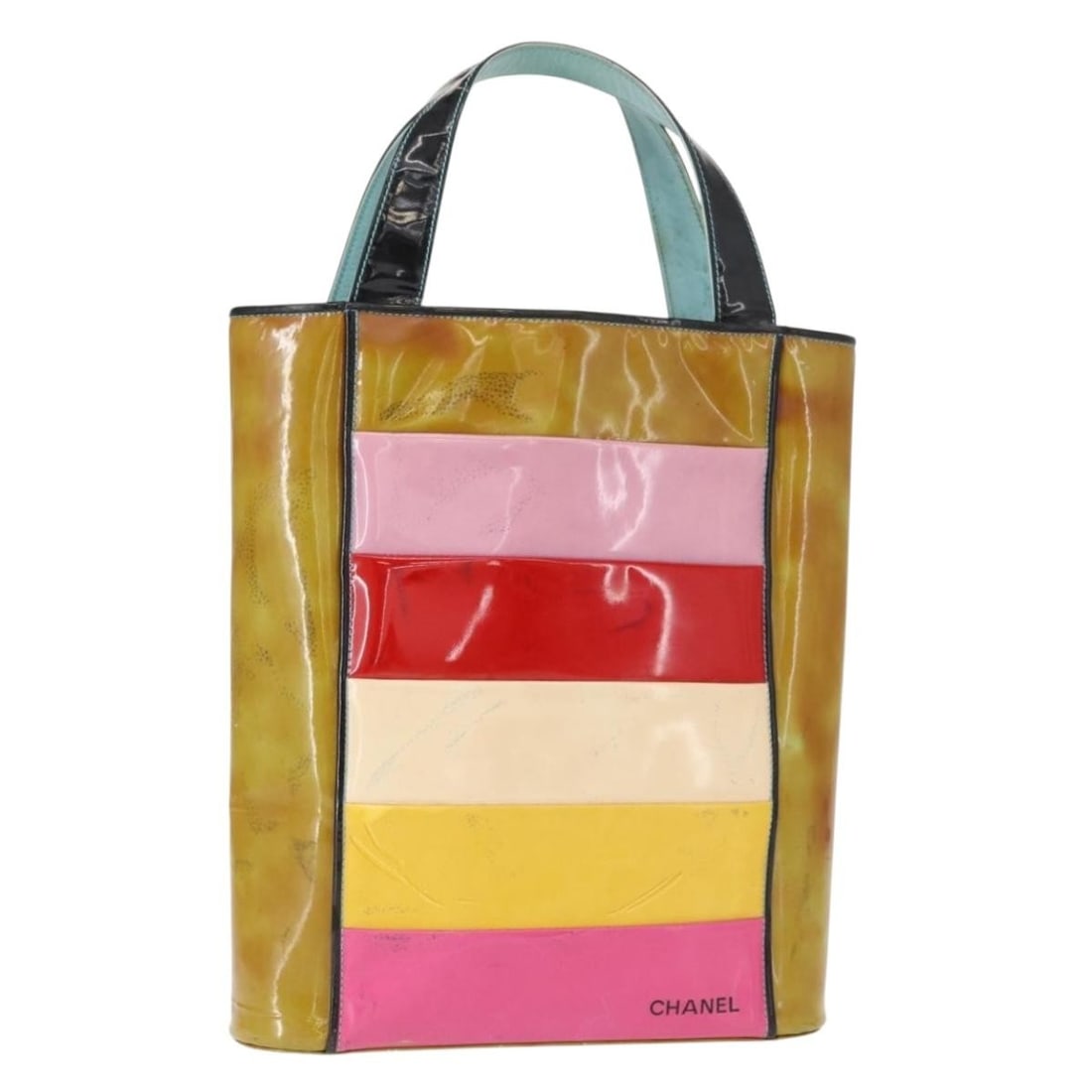 CHANEL Multicolor Gold Enamel Hand Bag Authentic 151278: CHANEL Multicolor Gold Enamel Hand Bag Authentic 151278 This exquisite CHANEL Hand Bag showcases a stunning multicolor enamel exterior with gold accents, embodying the elegance and sophistication of t