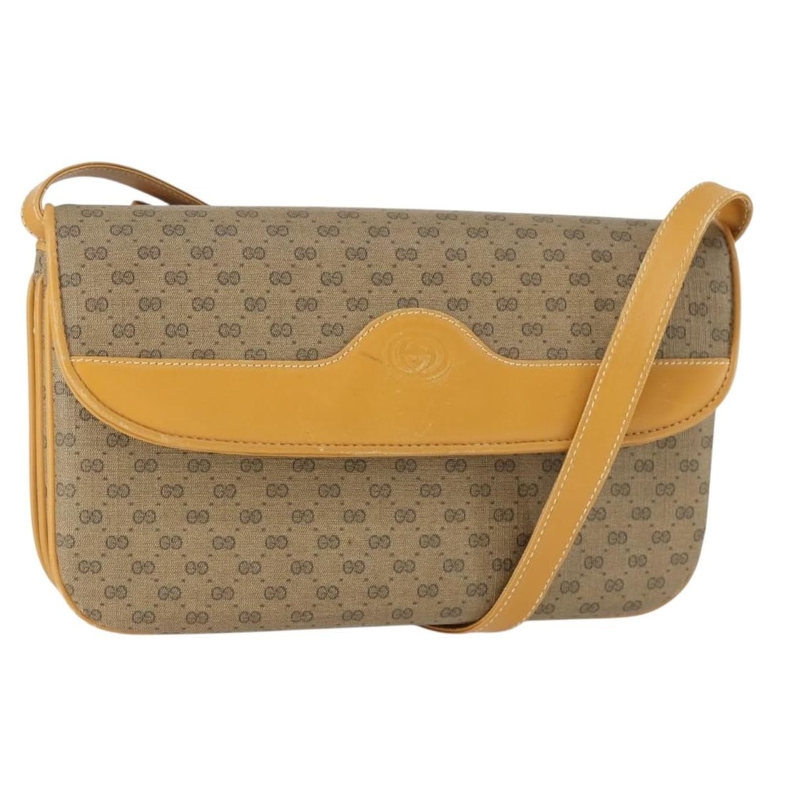 GUCCI Micro GG Supreme PVC Leather Shoulder Bag Beige Gold 004 106 0024: GUCCI Micro GG Supreme PVC Leather Shoulder Bag Beige Gold 004 106 0024 Gucci Micro GG Supreme shoulder bag in beige and gold, made from PVC leather and Micro Small GG canvas. It features a shoulder b