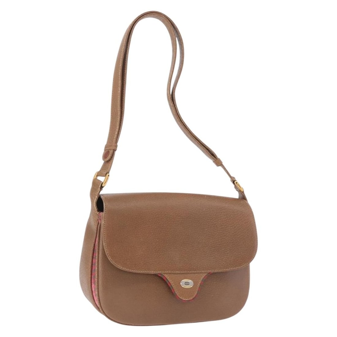 Gucci 72 02 104 Leather Shoulder Bag Gold Brown Italy: Gucci 72 02 104 Leather Shoulder Bag Gold Brown Italy Gucci shoulder bag in leather with a gold and brown color scheme, made in Italy. The bag measures approximately W24 x H19 x D6 cm, with a shoulder