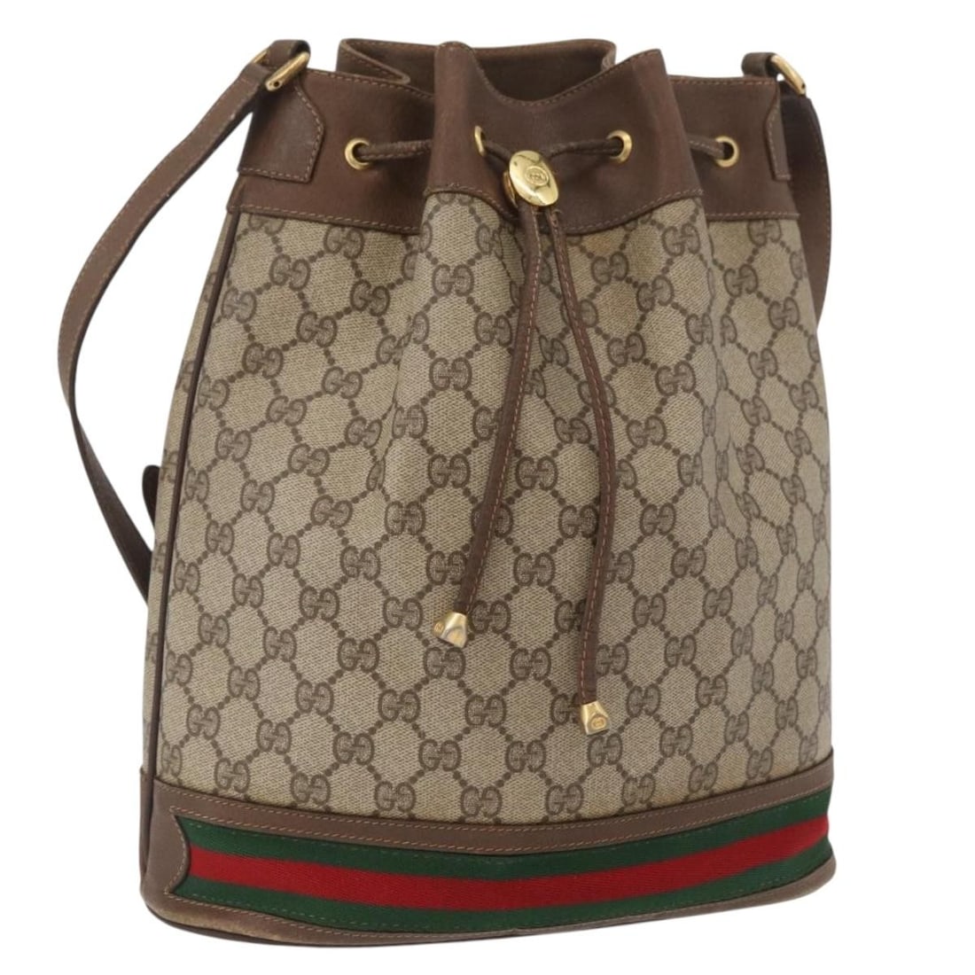 Gucci GG Supreme Sherry Line Beige Gold PVC Shoulder Bag 41 02 085: Gucci GG Supreme Sherry Line Beige Gold PVC Shoulder Bag 41 02 085 This Gucci GG Supreme Web Sherry Line shoulder bag features beige and gold PVC leather with GG canvas accents. Designed for women, it