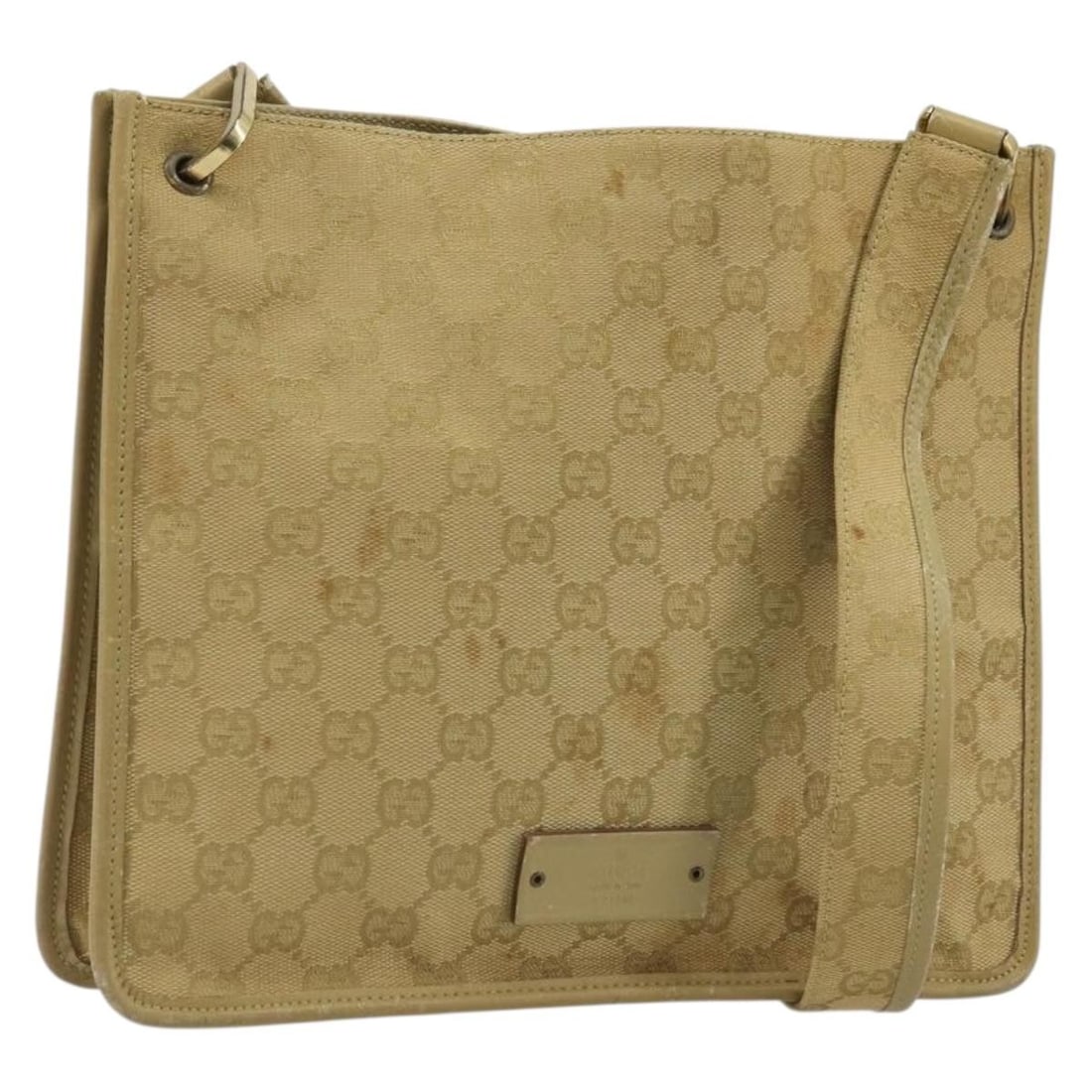 Gucci GG Canvas Beige Gold Shoulder Bag 91762: Gucci GG Canvas Beige Gold Shoulder Bag 91762 This is a GUCCI GG Canvas shoulder bag in beige and gold, crafted in Italy. The bag is made from signature GG canvas with coordinating beige and gold tone