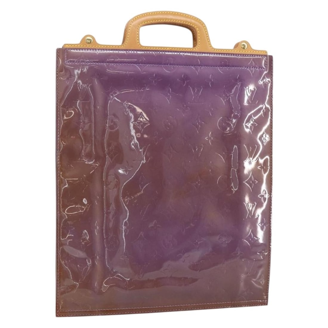 LOUIS VUITTON Purple Vernis Stanton Tote Bag M91079 Auth (1 of 18)