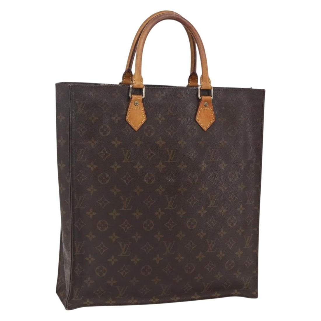 LOUIS VUITTON Monogram Sac Plat Hand Bag M51140 Auth France: LOUIS VUITTON Monogram Sac Plat Hand Bag M51140 Auth France The LOUIS VUITTON Monogram Sac Plat Hand Bag (M51140) is a stylish and iconic accessory, crafted from durable Monogram Canvas. This handbag 