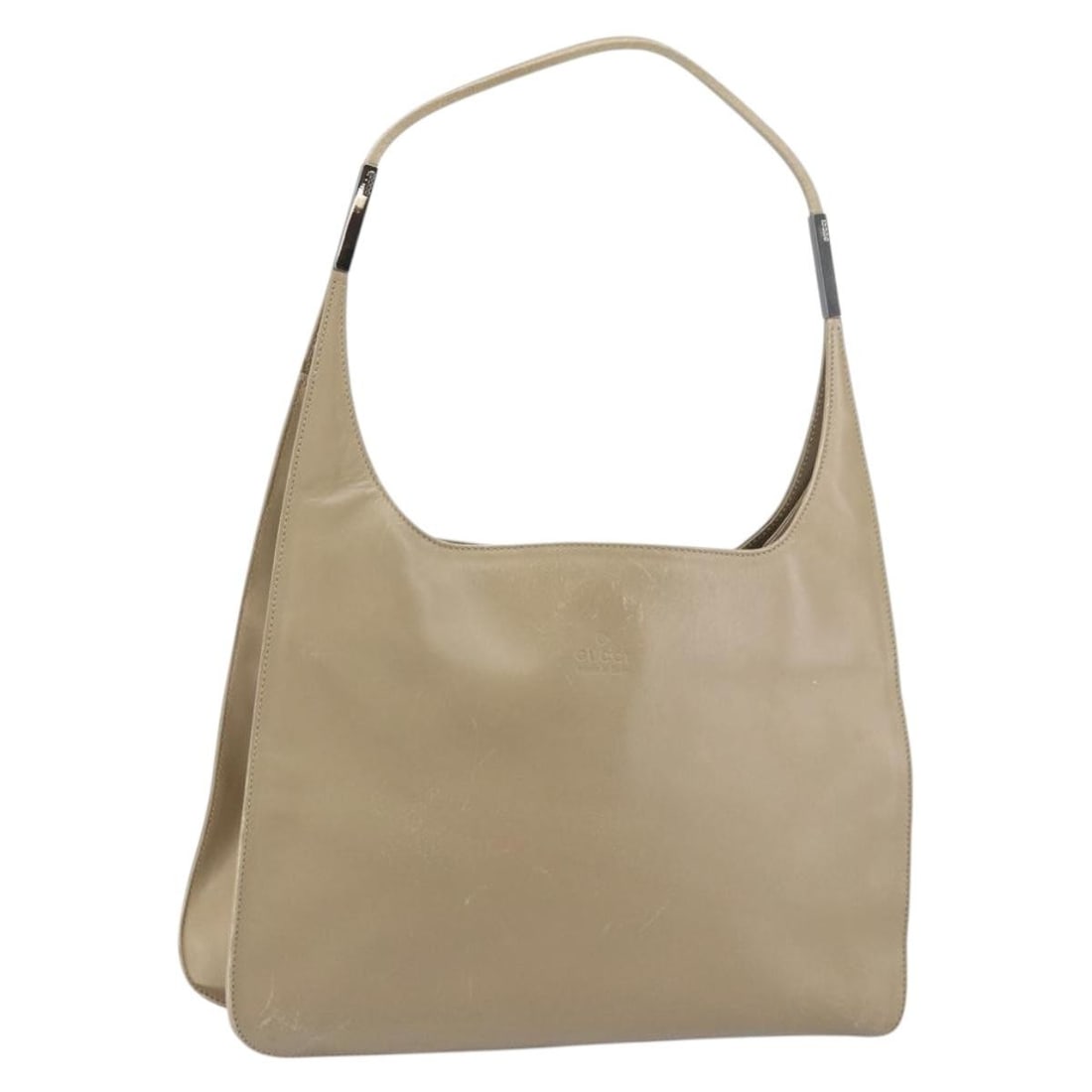 Gucci Beige Silver Leather Women Shoulder Bag 001 3167: Gucci Beige Silver Leather Women Shoulder Bag 001 3167 This Gucci shoulder bag is crafted from beige and silver leather and features a classic design with a spacious interior. The bag measures approxi