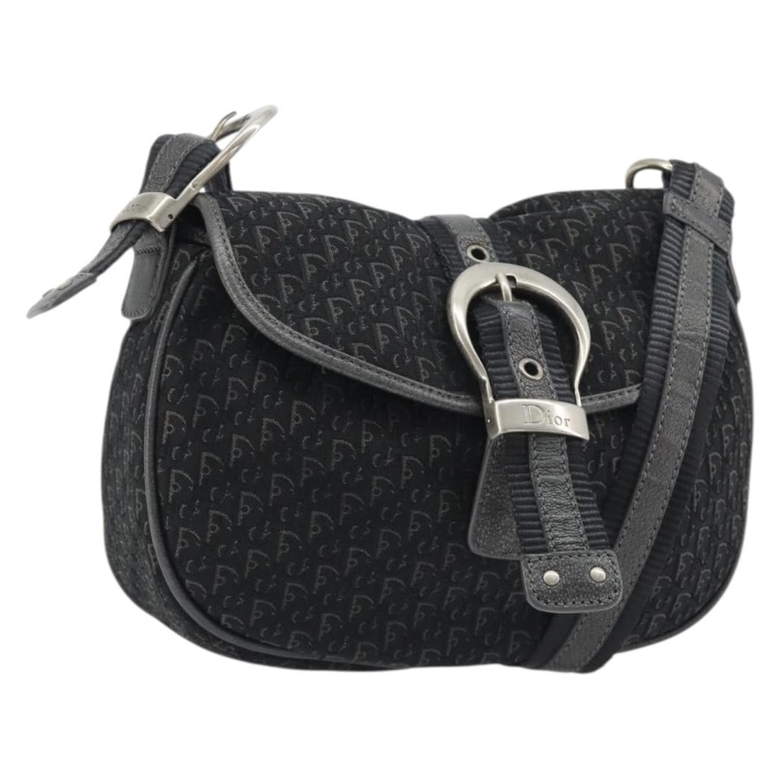 Christian Dior Black Silver Trotter Canvas Shoulder Bag: Christian Dior Black Silver Trotter Canvas Shoulder Bag Christian Dior shoulder bag in Trotter Canvas with a black and silver color scheme. Made in Italy, this women's bag measures approximately 23 cm