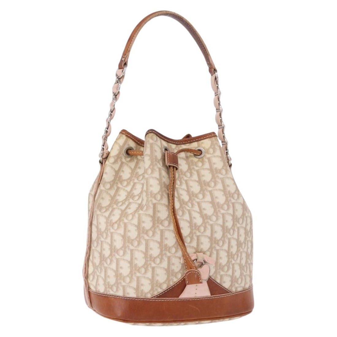 Christian Dior Romantic Shoulder Bag Beige Silver Trotter Canvas: Christian Dior Romantic Shoulder Bag Beige Silver Trotter Canvas Christian Dior Romantic Chain shoulder bag in Trotter Canvas with a beige and silver colorway. Made in Italy, this women's shoulder bag