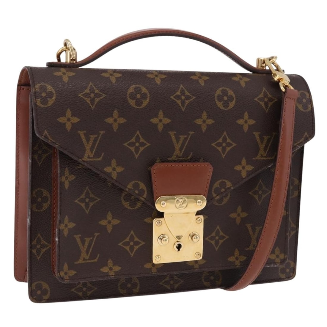 Louis Vuitton Monceau 26 Monogram Canvas 2 Way Handbag M51187: Louis Vuitton Monceau 26 Monogram Canvas 2 Way Handbag M51187 Louis Vuitton Monceau 26 2-way handbag in Monogram Canvas, made in France. It comes with a shoulder strap and two keys. The bag is in heav