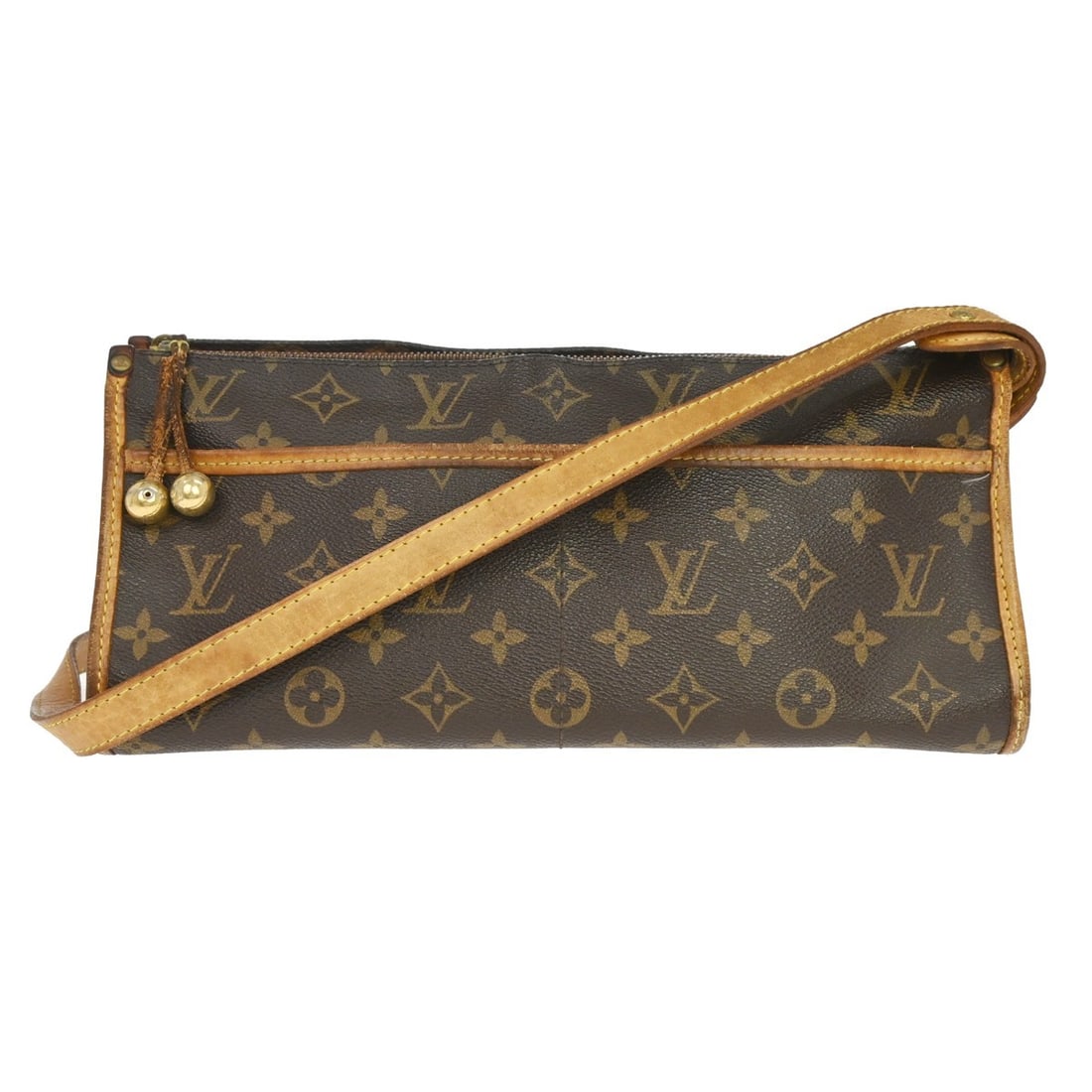 Louis Vuitton Popincourt Long Monogram Shoulder Bag M40008: Louis Vuitton Popincourt Long Monogram Shoulder Bag M40008 Vintage Louis Vuitton Popincourt Long shoulder bag in brown monogram canvas with leather trim. This women's medium bag features a zip closure