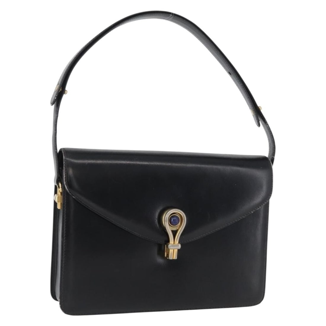 Gucci Black Leather Women's Handbag with Gold Accents Italy: Gucci Black Leather Women's Handbag with Gold Accents Italy This GUCCI women's handbag is crafted from black leather with gold-tone accents. Made in Italy, the bag features an adjustable handle drop a