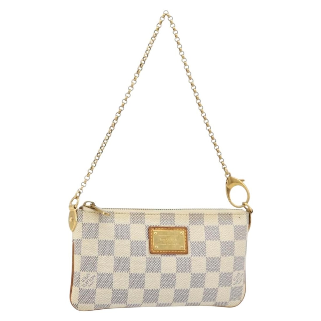 Louis Vuitton N60027 Pochette Mira MM Damier Azur Accessory Pouch: Louis Vuitton N60027 Pochette Mira MM Damier Azur Accessory Pouch Louis Vuitton Damier Azur Pochette Mira MM accessory pouch in Damier Azur canvas. This women's pouch is made in France and shows heavy
