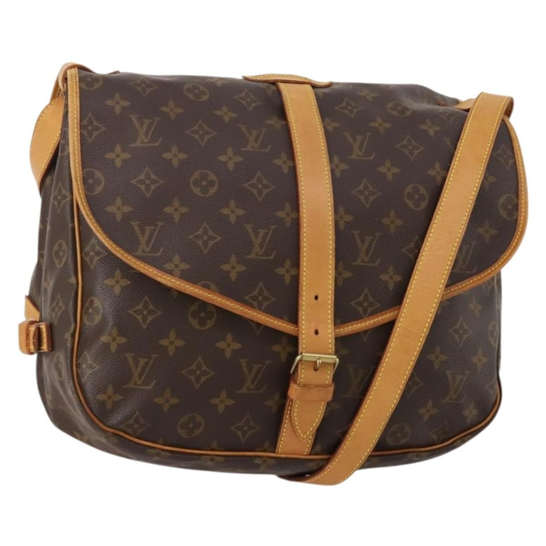 Louis Vuitton M42254 Saumur 35 Monogram Canvas Shoulder Bag: Louis Vuitton M42254 Saumur 35 Monogram Canvas Shoulder Bag Louis Vuitton Monogram Saumur 35 shoulder bag in Monogram Canvas, made in France. It features a monogram colorway, product number M42254, an