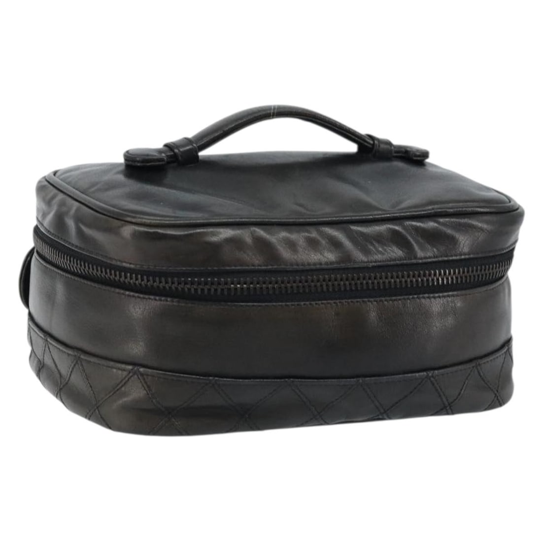 Chanel Bicolore Black Leather Vanity Handbag with Guarantee Card: Chanel Bicolore Black Leather Vanity Handbag with Guarantee Card This CHANEL Bicolore Vanity hand bag is crafted from black leather and features the iconic CC design. Designed for women, the bag is ma