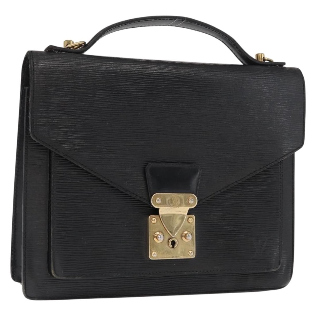 Louis Vuitton Monceau 28 Black Epi Leather Handbag M52122: Louis Vuitton Monceau 28 Black Epi Leather Handbag M52122 Louis Vuitton Epi Monceau 28 hand bag in black Epi leather, made in France. This women's bag measures approximately 27.5 cm wide, 22.5 cm high