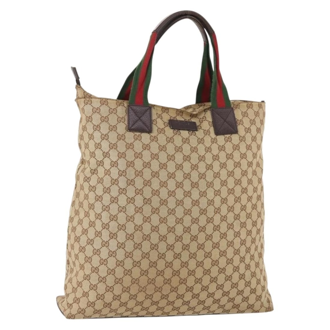 Gucci 131233 GG Canvas Tote Bag Beige Red Green Web Stripe: Gucci 131233 GG Canvas Tote Bag Beige Red Green Web Stripe Authentic Gucci GG Canvas Web Sherry Line tote bag in beige, red, and green. Made in Italy, this women's tote features GG canvas construction