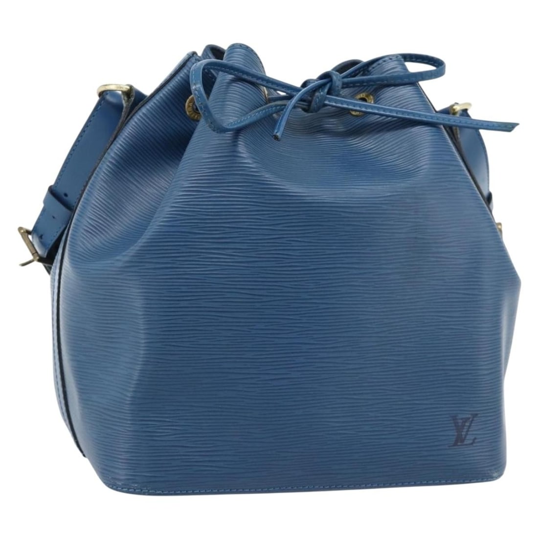 LOUIS VUITTON Petit Noe Blue Epi Leather Shoulder Bag M44105: LOUIS VUITTON Petit Noe Blue Epi Leather Shoulder Bag M44105 Louis Vuitton Epi Petit Noe shoulder bag in blue Epi leather, made in France. This women's bag features the M44105 product line and measure