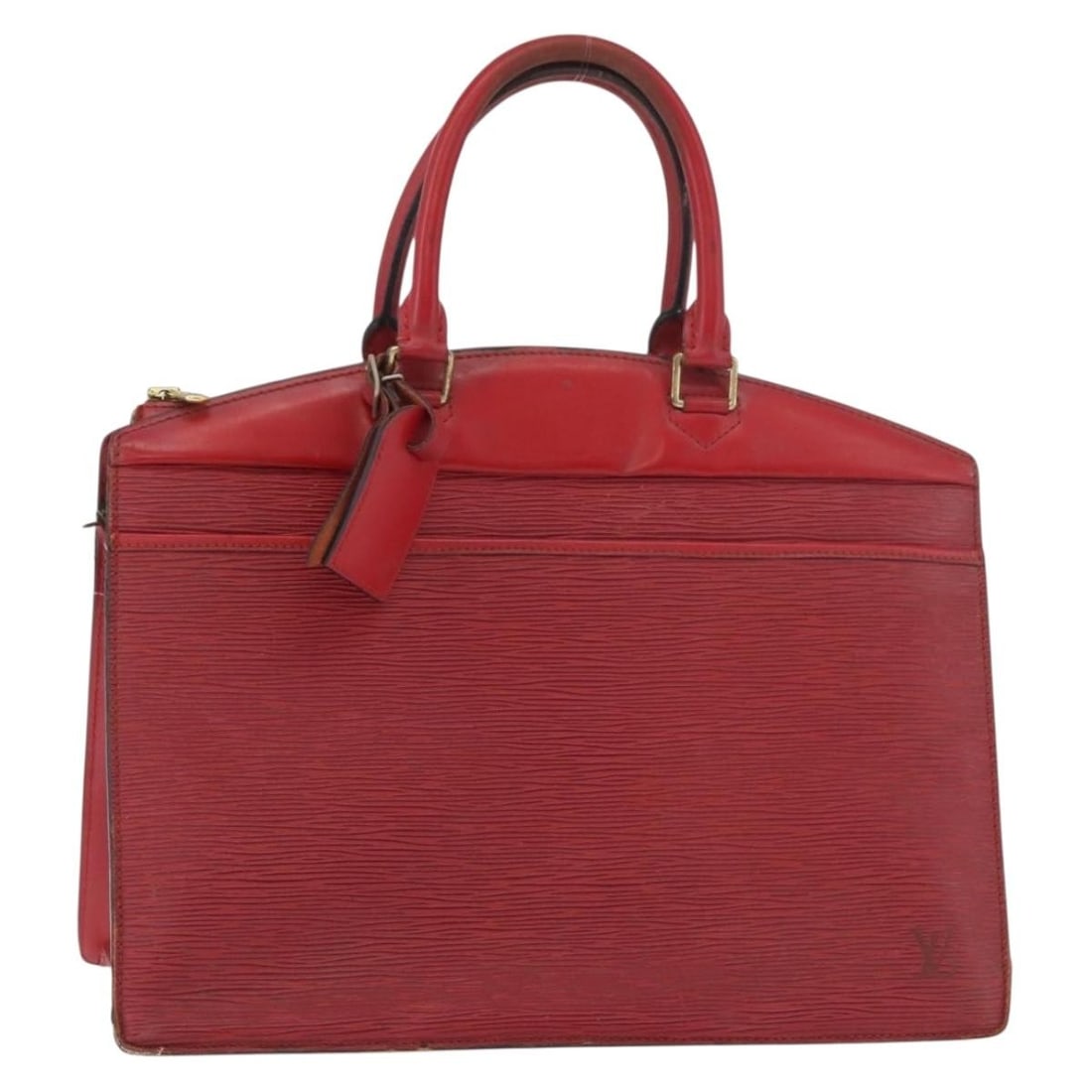 Louis Vuitton M48187 Riviera Red Epi Leather Handbag: Louis Vuitton M48187 Riviera Red Epi Leather Handbag Louis Vuitton Epi Riviera hand bag in red Epi leather, made in France. It comes with a name tag accessory and is identified by product number M4818