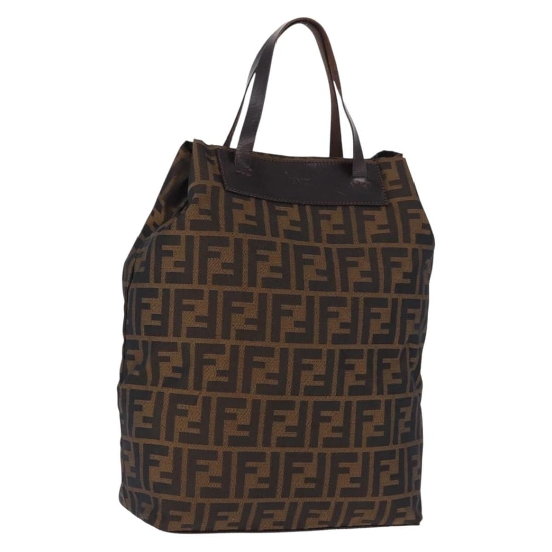 Fendi Zucca Canvas Hand Bag Black Brown Italy 193091: Fendi Zucca Canvas Hand Bag Black Brown Italy 193091 Fendi Zucca canvas handbag in black and brown, made in Italy. The bag is described as heavily used and shows wear consistent with Rank C condition,