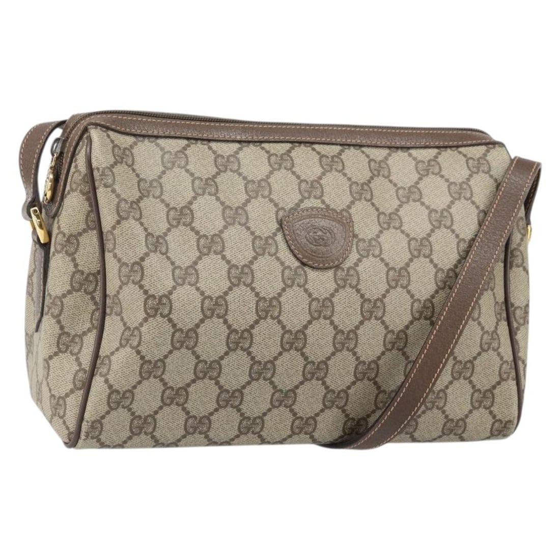 Beige Gold Gucci GG Supreme PVC Shoulder Bag 001 115 6595: Beige Gold Gucci GG Supreme PVC Shoulder Bag 001 115 6595 This GUCCI GG Supreme shoulder bag features a beige and gold PVC leather exterior with GG canvas accents. Made in Italy, it has a structured s
