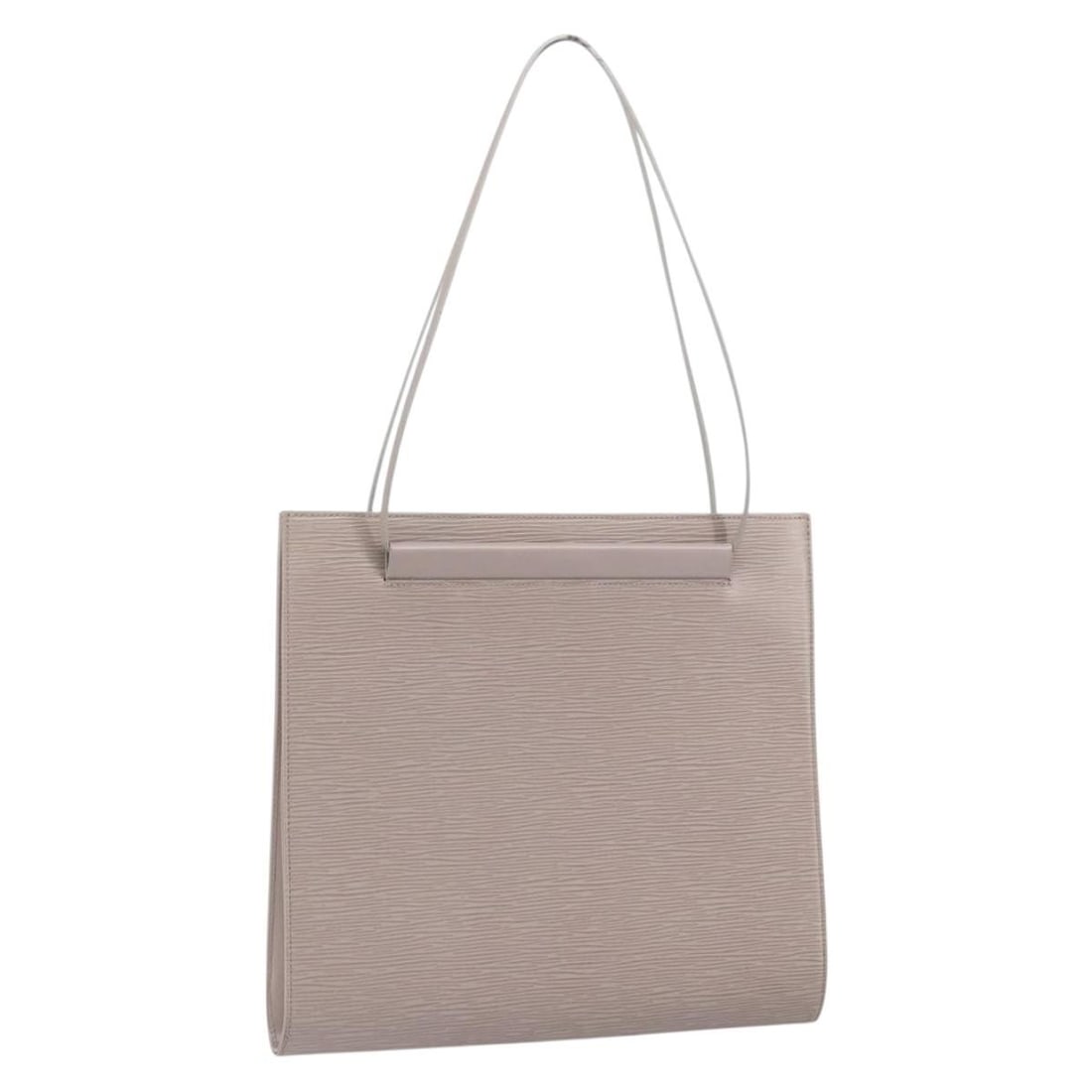 Louis Vuitton Epi Leather Santropen Gray Lilac Shoulder Bag M5246B: Louis Vuitton Epi Leather Santropen Gray Lilac Shoulder Bag M5246B This Louis Vuitton Epi Santropen shoulder bag features durable Epi leather in a gray and lilac color scheme. The bag includes a spaci