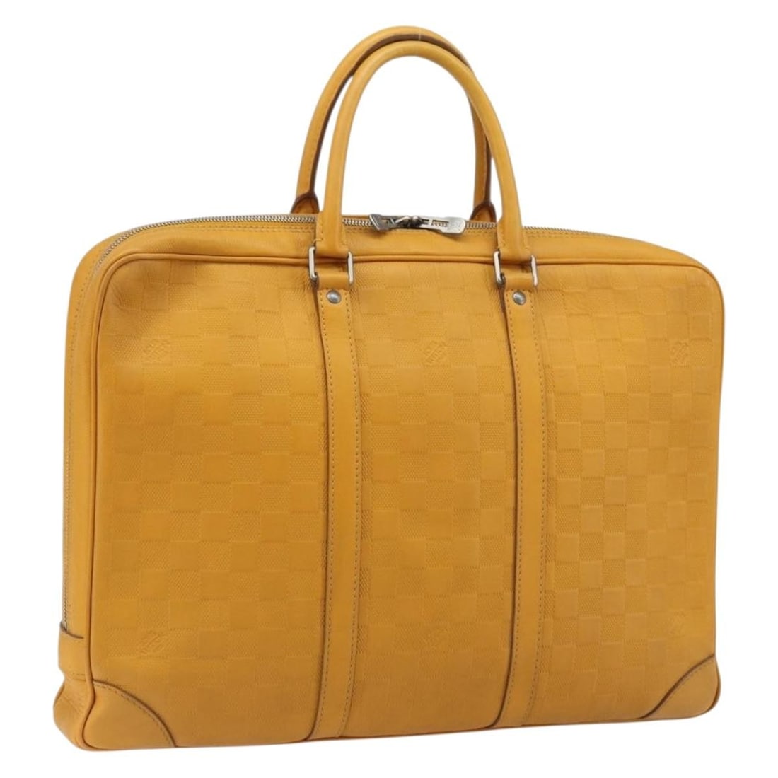Louis Vuitton Porte Documents Voyage Damier Infini leather business bag Solar: Louis Vuitton Porte Documents Voyage Damier Infini leather business bag Solar Louis Vuitton Damier Infini Porte Documents Voyage bag in Solar color, presented as a business bag. It is made of Damier I