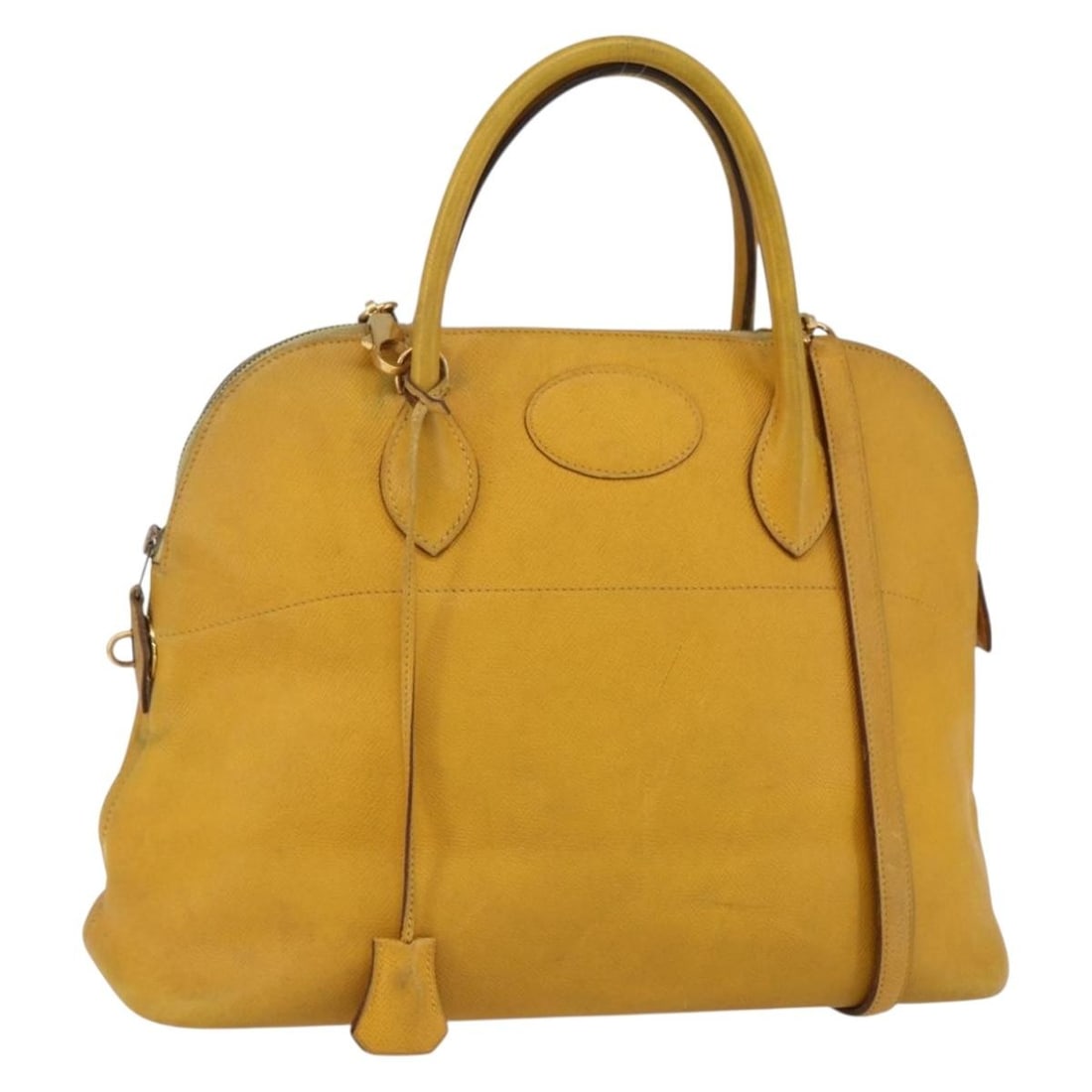 Hermes Bolide 31 Leather 2way Handbag Yellow Gold with Strap: Hermes Bolide 31 Leather 2way Handbag Yellow Gold with Strap Hermes Bolide 31 women's 2-way handbag in yellow/gold leather, made in France. Includes a dust bag, 1 key, clochette, and shoulder strap. C