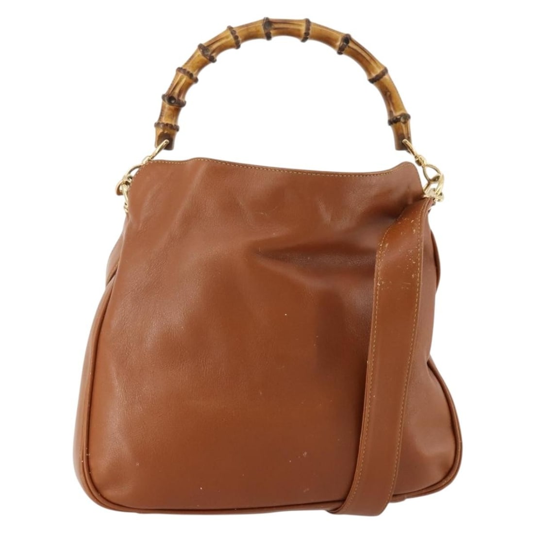 Gucci Bamboo Leather Shoulder Bag 2way Brown Silver 001 1638: Gucci Bamboo Leather Shoulder Bag 2way Brown Silver 001 1638 This is a Gucci Bamboo shoulder bag crafted from brown leather with silver-tone accents. Designed for versatile use, it features both a sho