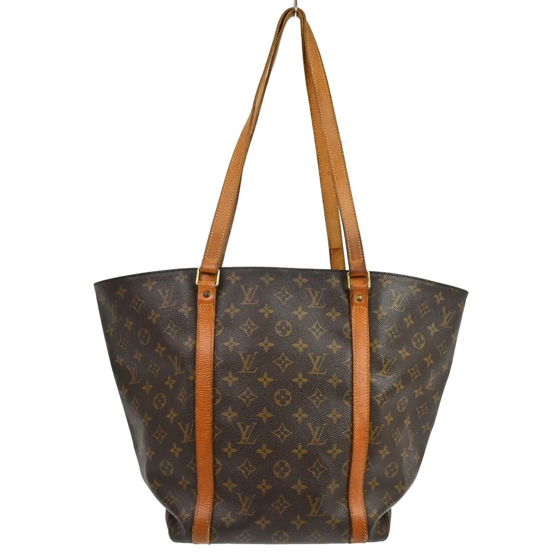 Louis Vuitton Sac Shopping Monogram Shoulder Tote M51108: Louis Vuitton Sac Shopping Monogram Shoulder Tote M51108 Vintage Louis Vuitton Sac Shopping shoulder tote bag in brown monogram canvas with leather trim and double handles. This open-top large bag fea