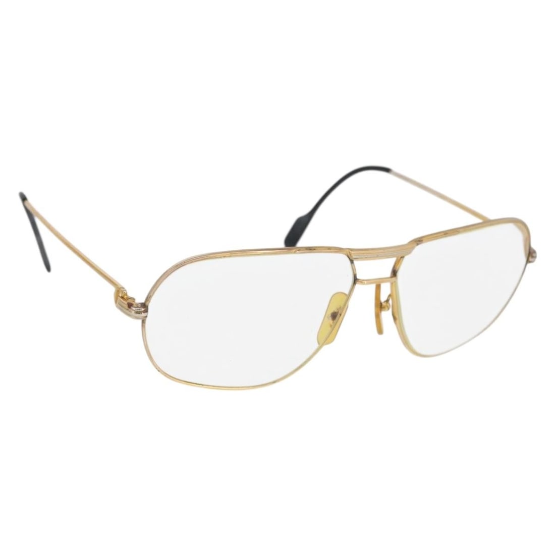 Cartier Trinity Metal Eyeglasses Gold Tone France: Cartier Trinity Metal Eyeglasses Gold Tone France Cartier Trinity glasses in gold-tone metal, made in France. This pair is heavily used with visible rubbing, scratches, paint wear, slight scratches to