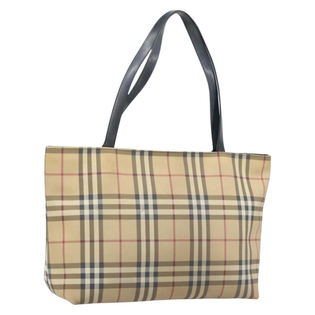 Burberry Tote in Beige Silver PVC Leather Nova Check Pattern Italy: Burberry Tote in Beige Silver PVC Leather Nova Check Pattern Italy This is a Burberry Nova Check tote bag crafted from beige and silver PVC leather. Designed for women, the bag features the signature 