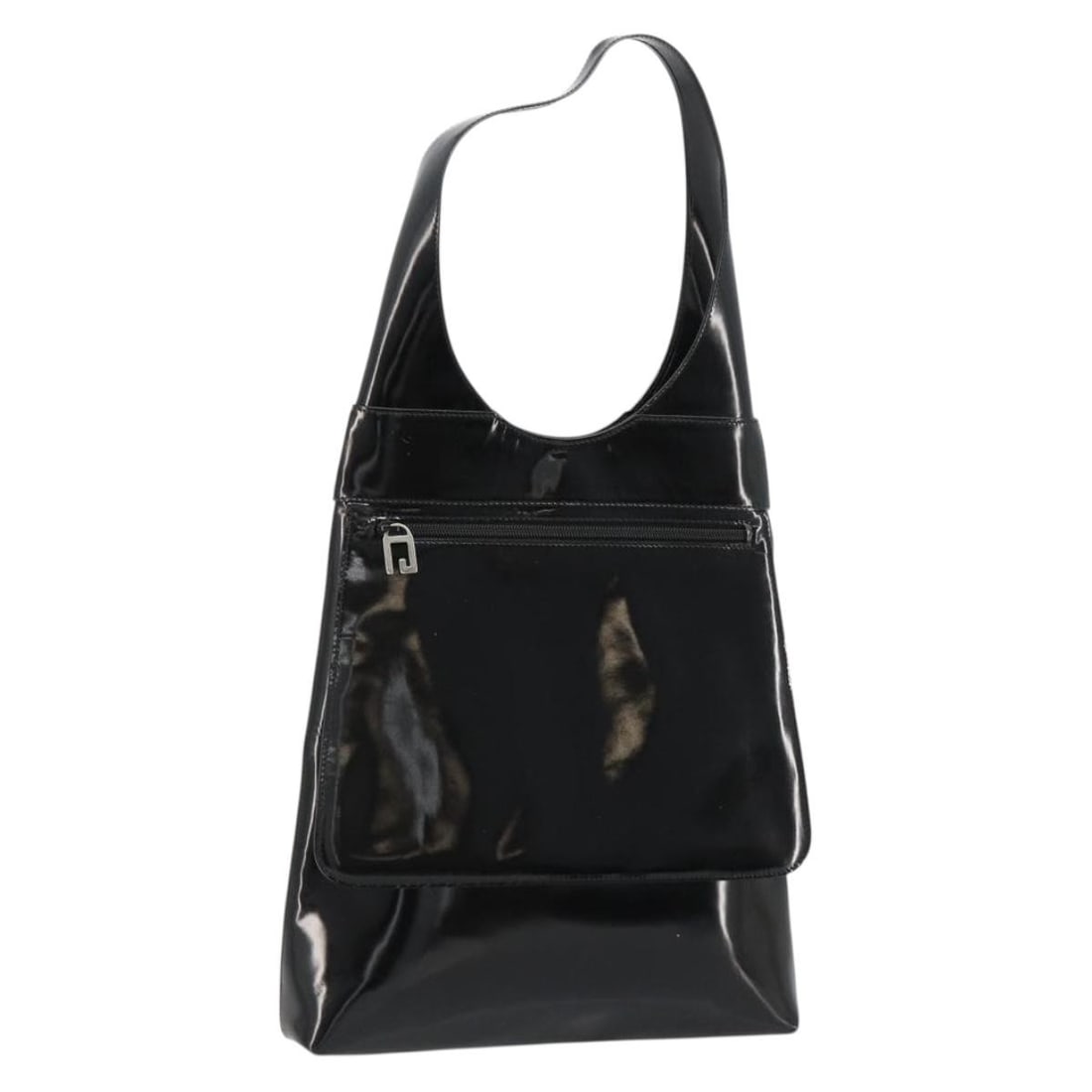 Gucci 002 2113 0416 patent leather shoulder bag black silver: Gucci 002 2113 0416 patent leather shoulder bag black silver Gucci shoulder bag in black patent leather with silver-tone accents, made in Italy. This women's bag has a structured shoulder silhouette a