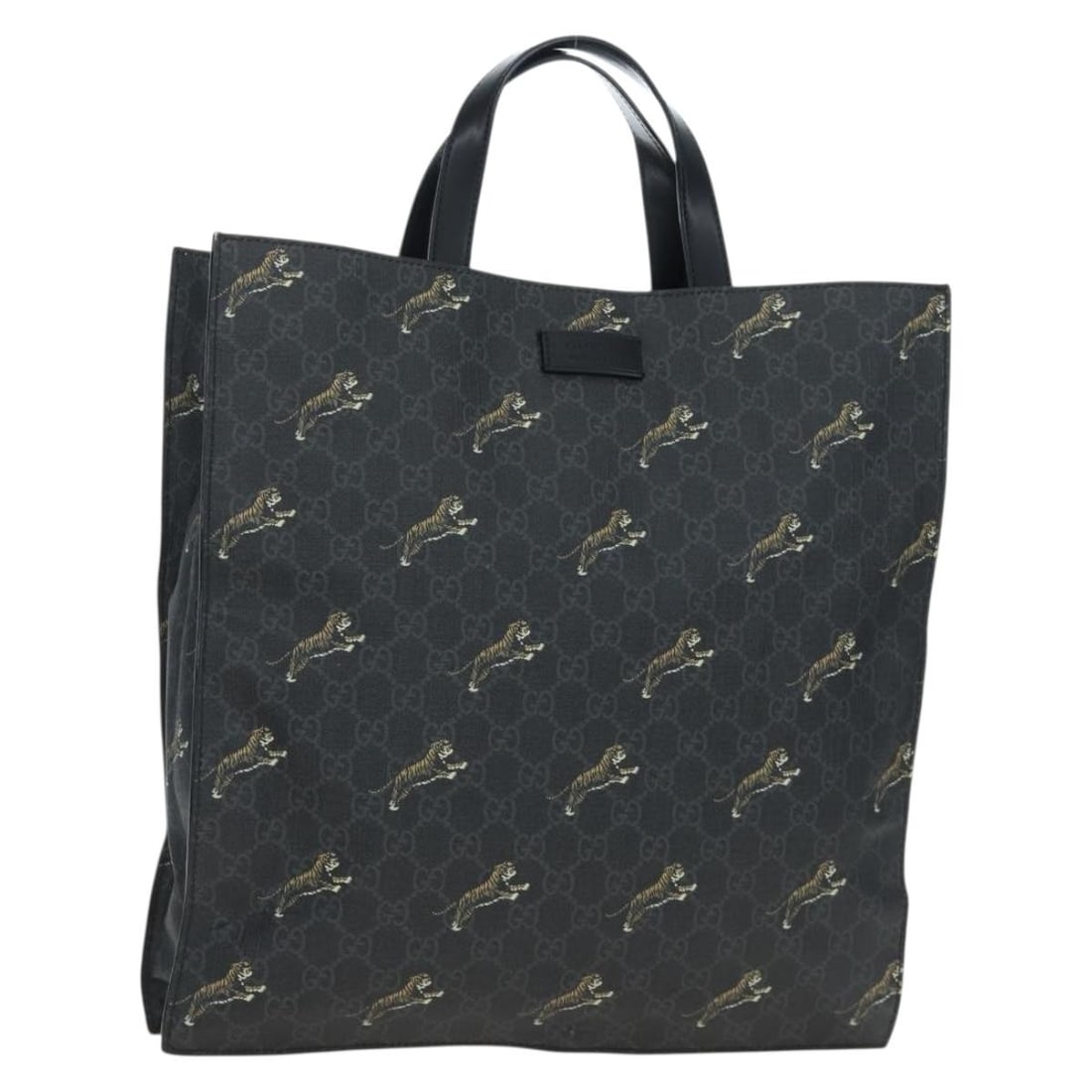 Gucci 495559 GG Supreme Black PVC Leather Tote: Gucci 495559 GG Supreme Black PVC Leather Tote Gucci GG Supreme tote bag in black PVC leather, made in Italy. This women's tote bag is identified by product line 495559 and features a handle drop of a