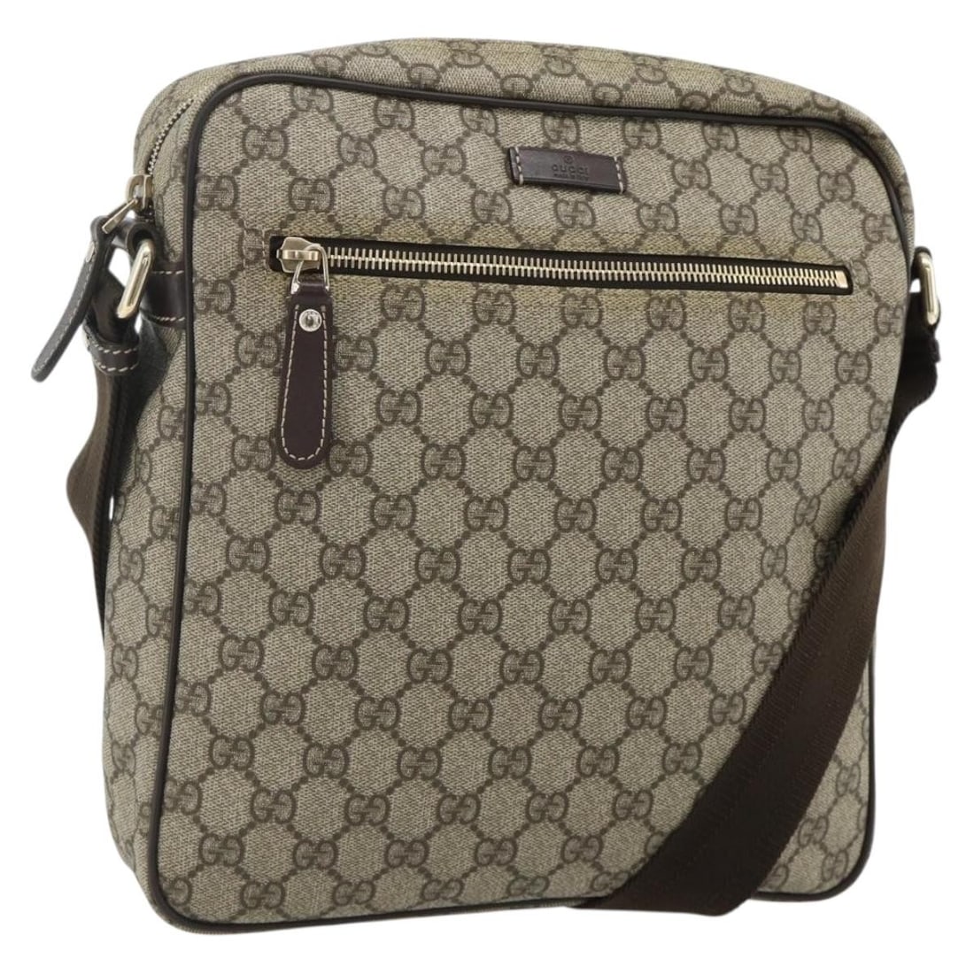 Gucci 201448 GG Supreme PVC Leather Shoulder Bag Beige Gold: Gucci 201448 GG Supreme PVC Leather Shoulder Bag Beige Gold Gucci shoulder bag in beige and gold GG canvas with PVC leather trim. Made in Italy, this women's bag features an adjustable shoulder strap 