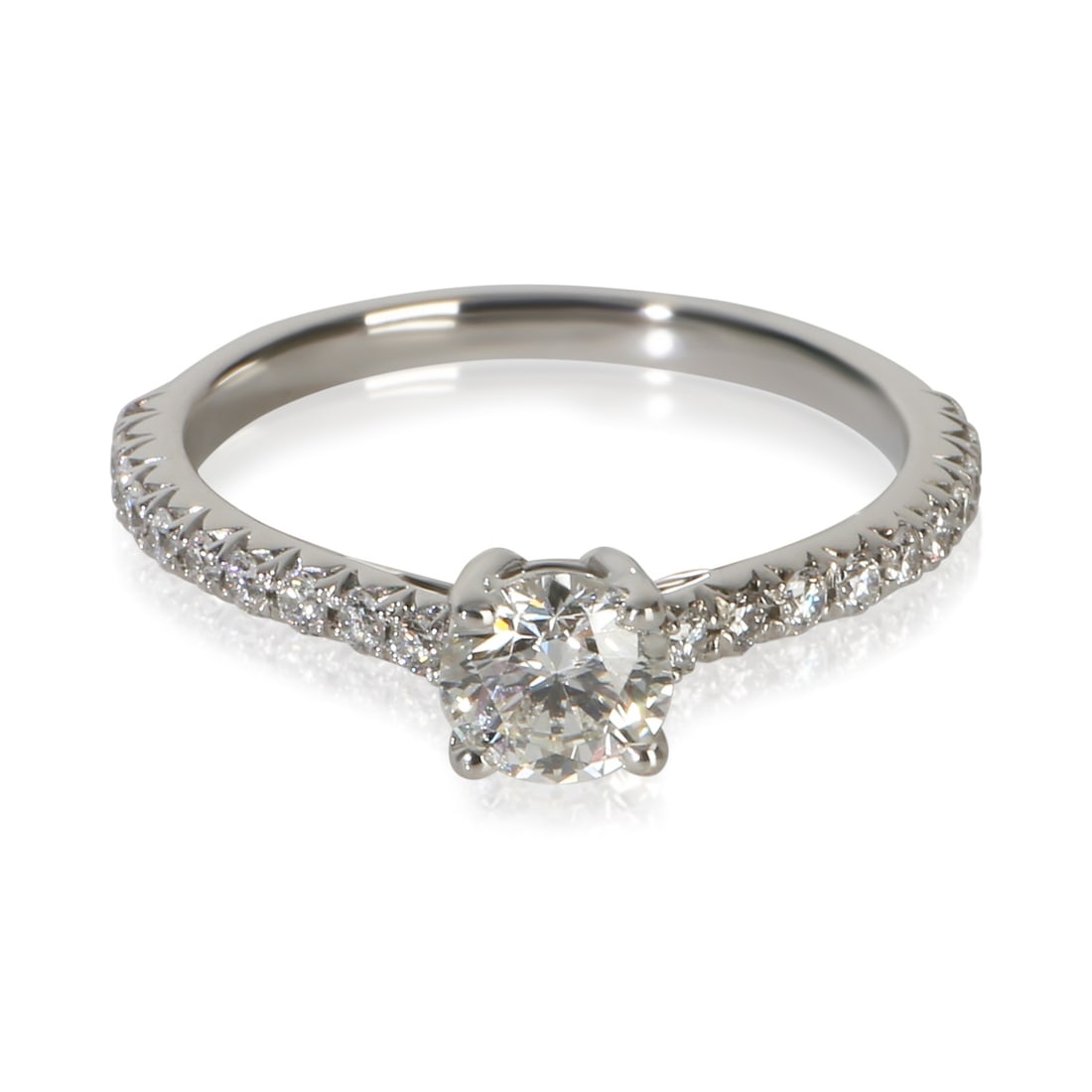 Tiffany & Co Novo Platinum 0.38 ct Diamond Engagement Ring Size 4: Tiffany & Co Novo Platinum 0.38 ct Diamond Engagement Ring Size 4 This Tiffany & Co. Novo engagement ring features a 0.38 carat round brilliant diamond as the centerpiece, set in platinum with excelle